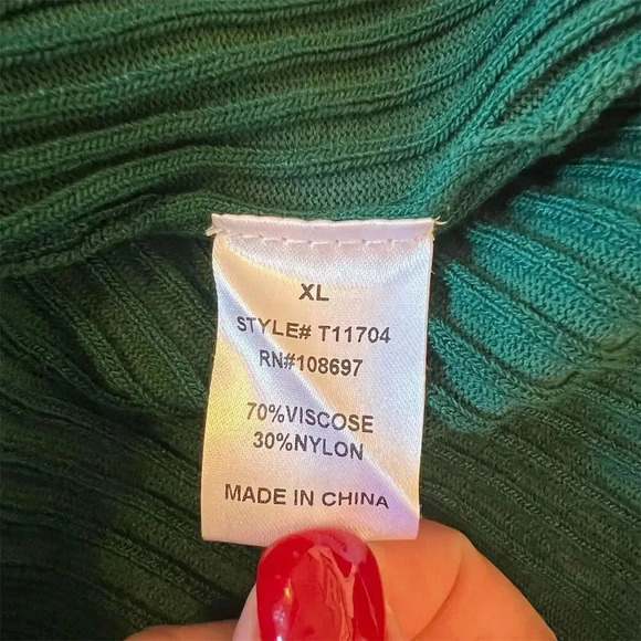 Alice Blue Women's XL Green Ribbed Collared Button-Up Cardigan Sweater - Picture 7 of 9